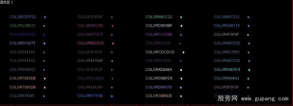 通达信公式调色板颜色代码一